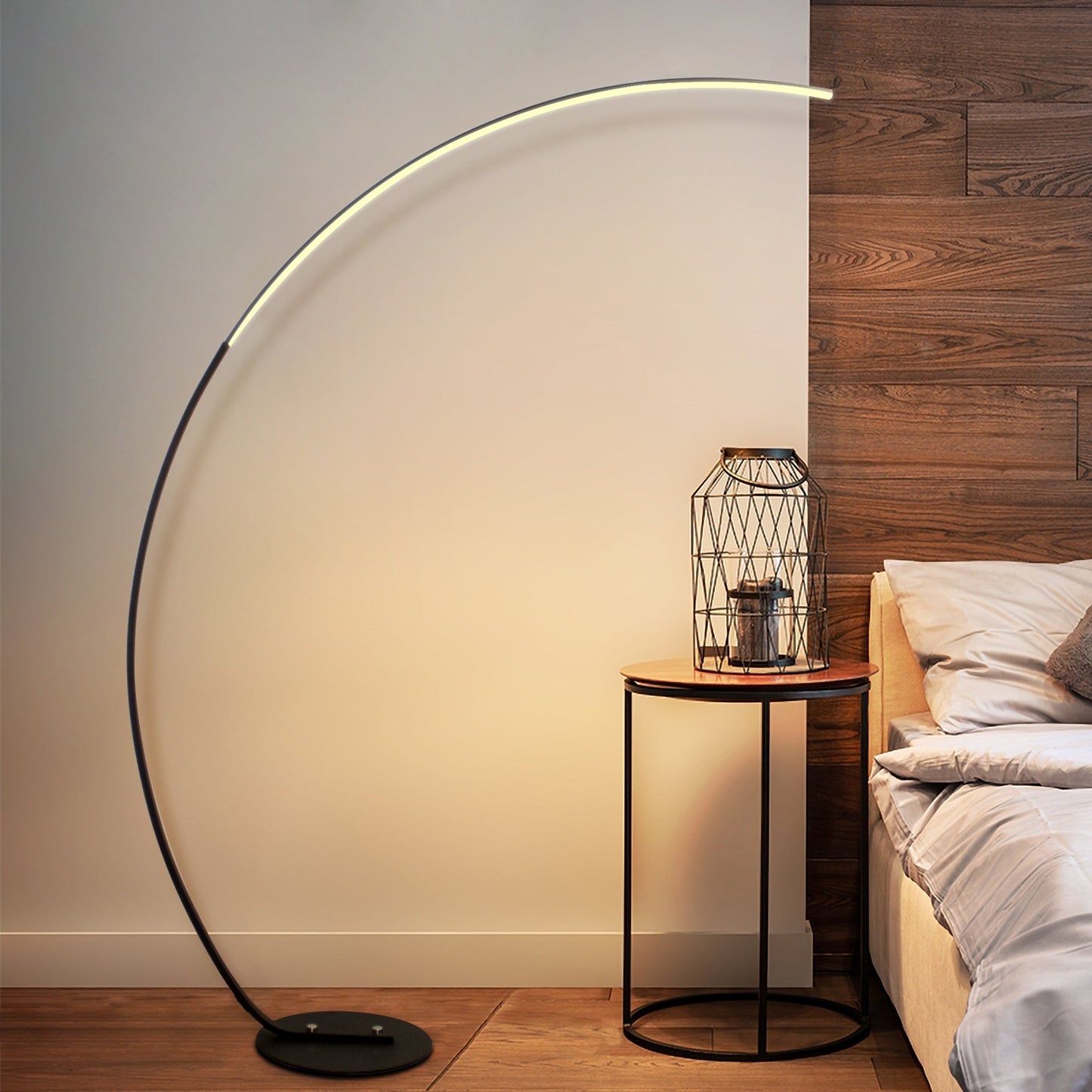 RGBW Modern Curve Floor Lamp – Dimmable LED with Remote Control