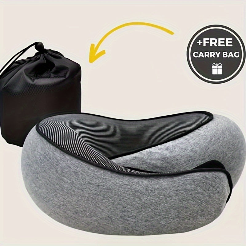 Ergonomic Memory Foam Travel Pillow – Neck Support with Carry Bag