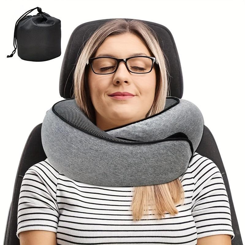 Ergonomic Memory Foam Travel Pillow – Neck Support with Carry Bag