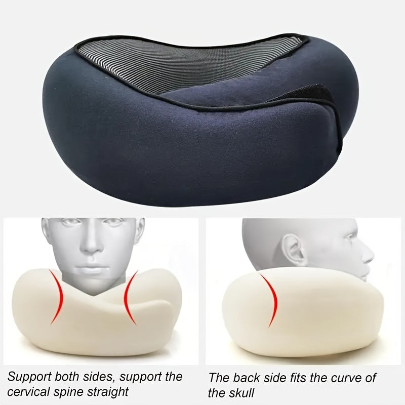 Ergonomic Memory Foam Travel Pillow – Neck Support with Carry Bag