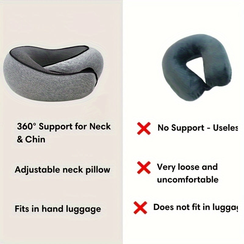 Ergonomic Memory Foam Travel Pillow – Neck Support with Carry Bag