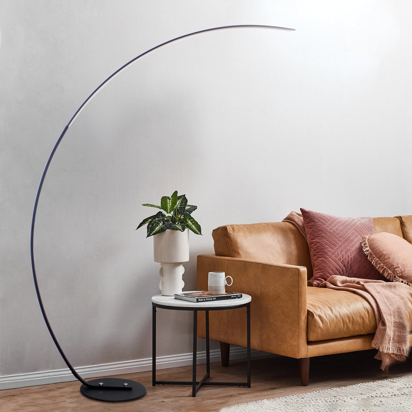 RGBW Modern Curve Floor Lamp – Dimmable LED with Remote Control