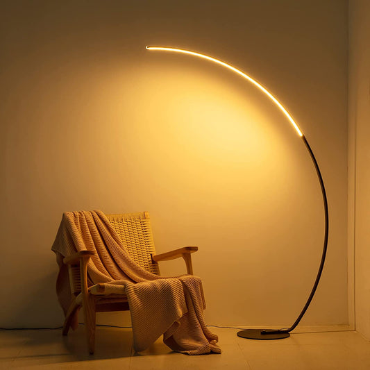 RGBW Modern Curve Floor Lamp – Dimmable LED with Remote Control