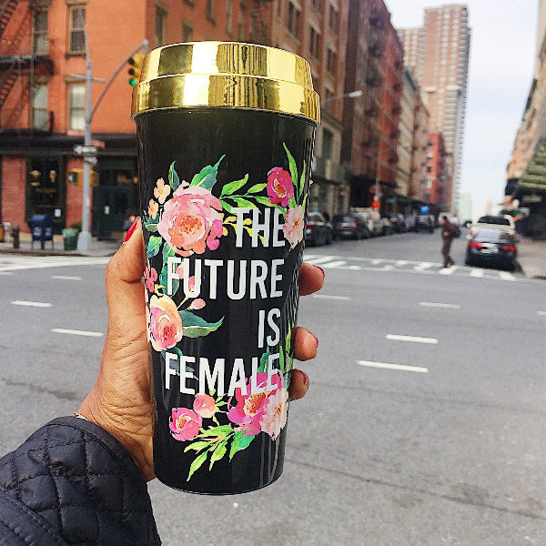 "The Future Is Female" Travel Mug – Insulated 16oz Feminist Coffee Cup