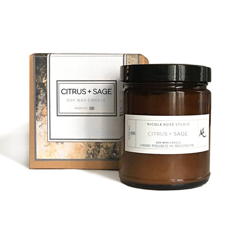 Citrus & Sage Soy Wax Candle – Hand-Poured with Natural Essential Oils