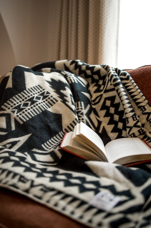 Awa Blanket – Natural & Black | Handcrafted, Soft & Ethically Made