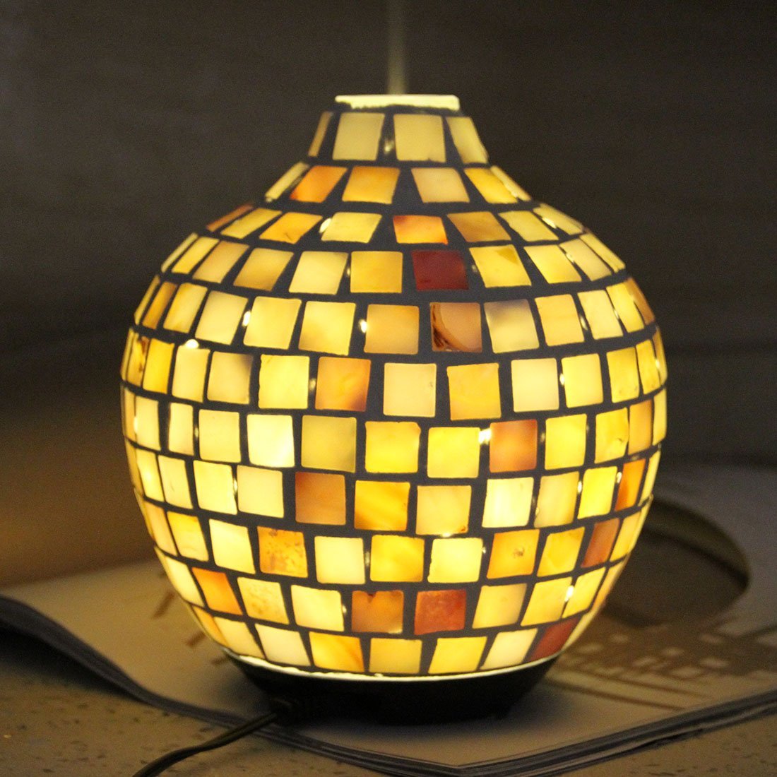 Mosaic Glass Ultrasonic Aroma Diffuser – Electric Essential Oil Diffuser for Aromatherapy