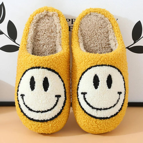 Happy Smile Face Slippers – Cozy Indoor Cotton Shoes | Winter Warmth