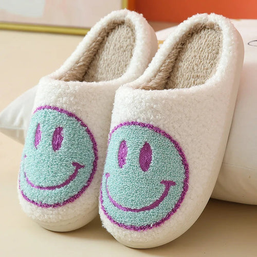 Happy Smile Face Slippers – Cozy Indoor Cotton Shoes | Winter Warmth