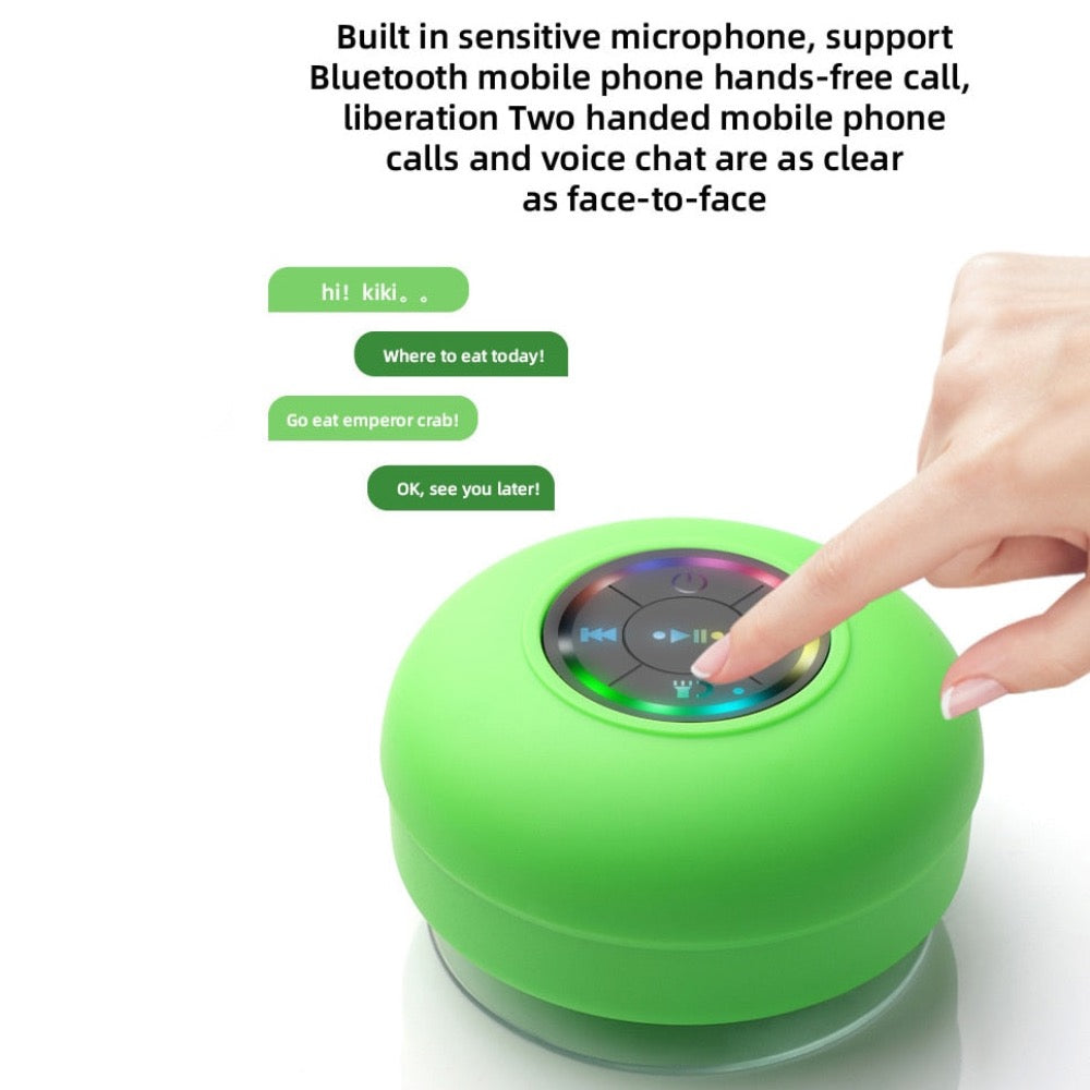 Mini Waterproof RGB Bluetooth Speaker – Wireless, Hands-Free & Shower-Friendly