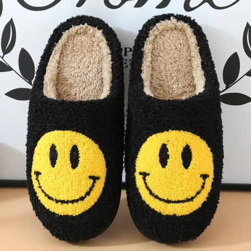 Happy Smile Face Slippers – Cozy Indoor Cotton Shoes | Winter Warmth