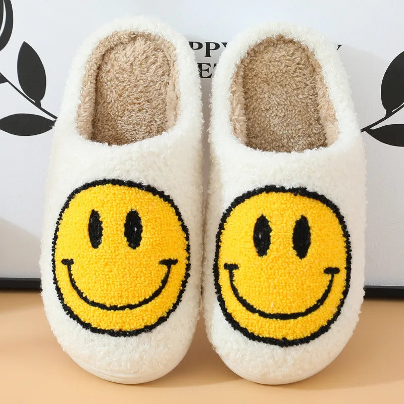 Happy Smile Face Slippers – Cozy Indoor Cotton Shoes | Winter Warmth