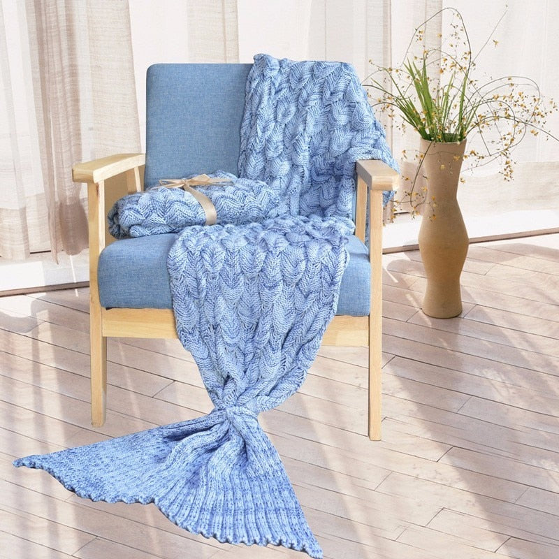 Soft Knitted Mermaid Tail Blanket – Handmade & Wearable Crochet Design