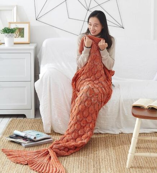 Soft Knitted Mermaid Tail Blanket – Handmade & Wearable Crochet Design