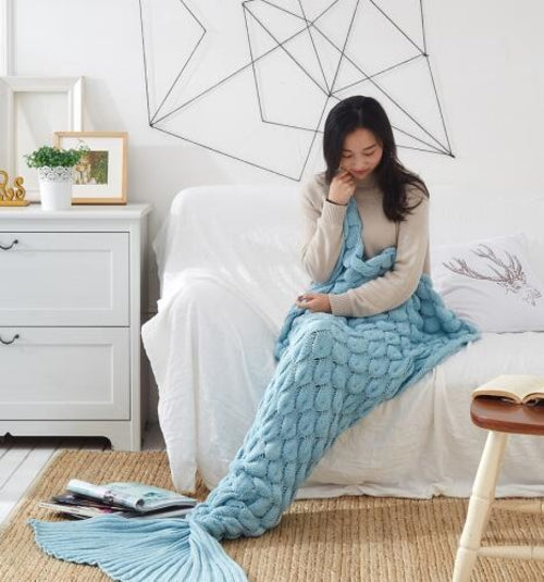 Soft Knitted Mermaid Tail Blanket – Handmade & Wearable Crochet Design