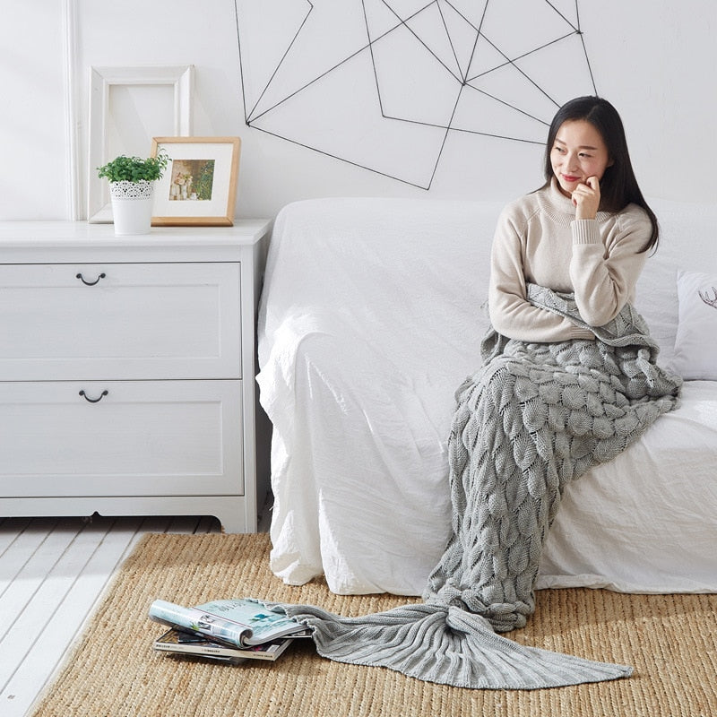 Soft Knitted Mermaid Tail Blanket – Handmade & Wearable Crochet Design