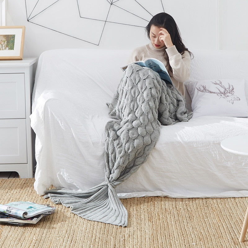 Soft Knitted Mermaid Tail Blanket – Handmade & Wearable Crochet Design