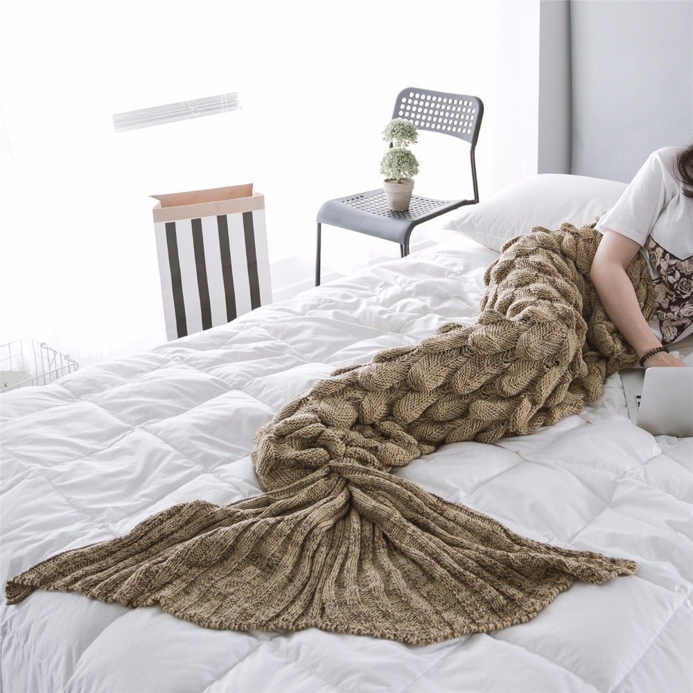 Soft Knitted Mermaid Tail Blanket – Handmade & Wearable Crochet Design