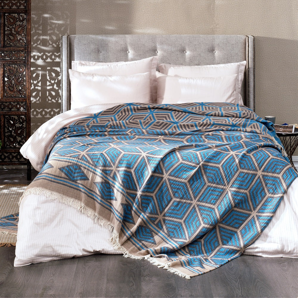 Ela Soft Jacquard Cotton Bedspread – Luxurious Turkish Coverlet & Throw