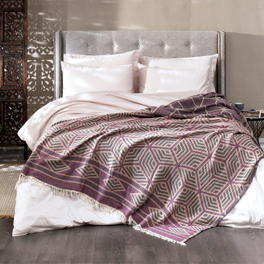 Ela Soft Jacquard Cotton Bedspread – Luxurious Turkish Coverlet & Throw