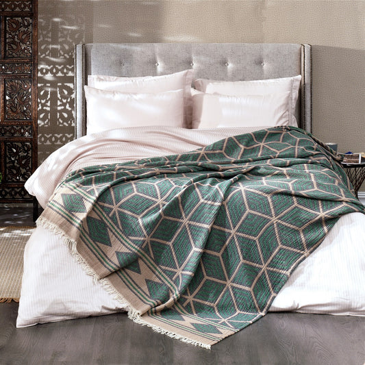 Ela Soft Jacquard Cotton Bedspread – Luxurious Turkish Coverlet & Throw