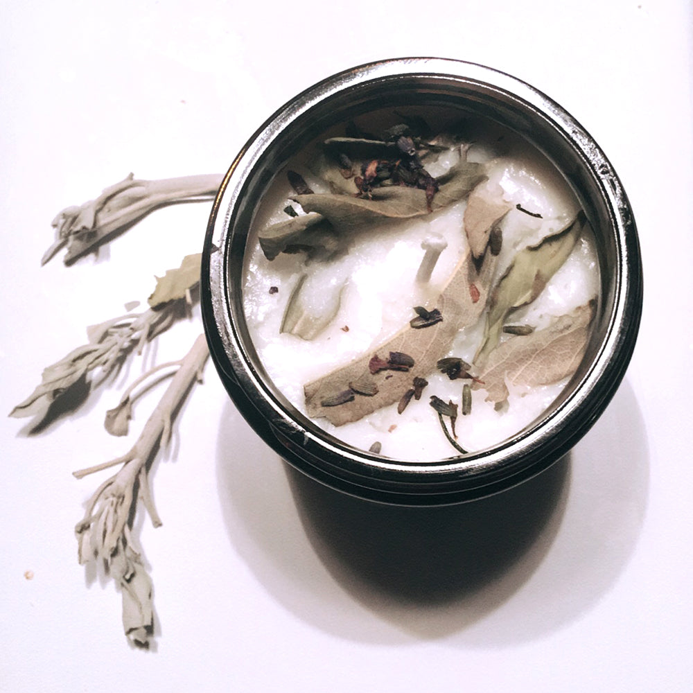 Lavender & White Sage Soy Wax Candle – Aromatherapy Smudge Candle