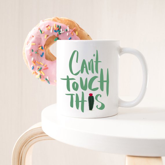 "Can't Touch This" Funny Cactus Mug – 11oz Ceramic Coffee Cup | Cactus Lover Gift