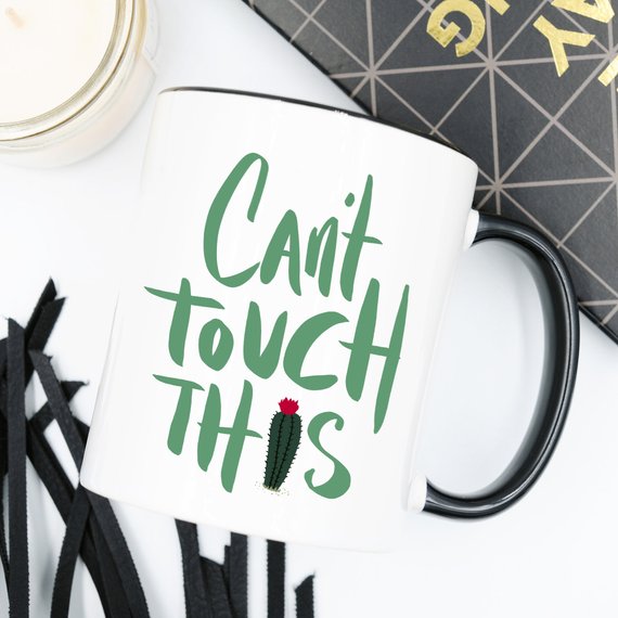 "Can't Touch This" Funny Cactus Mug – 11oz Ceramic Coffee Cup | Cactus Lover Gift