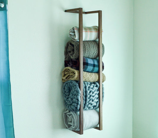 Modern Blanket Wall Rack – Minimalist Wood Towel & Blanket Holder