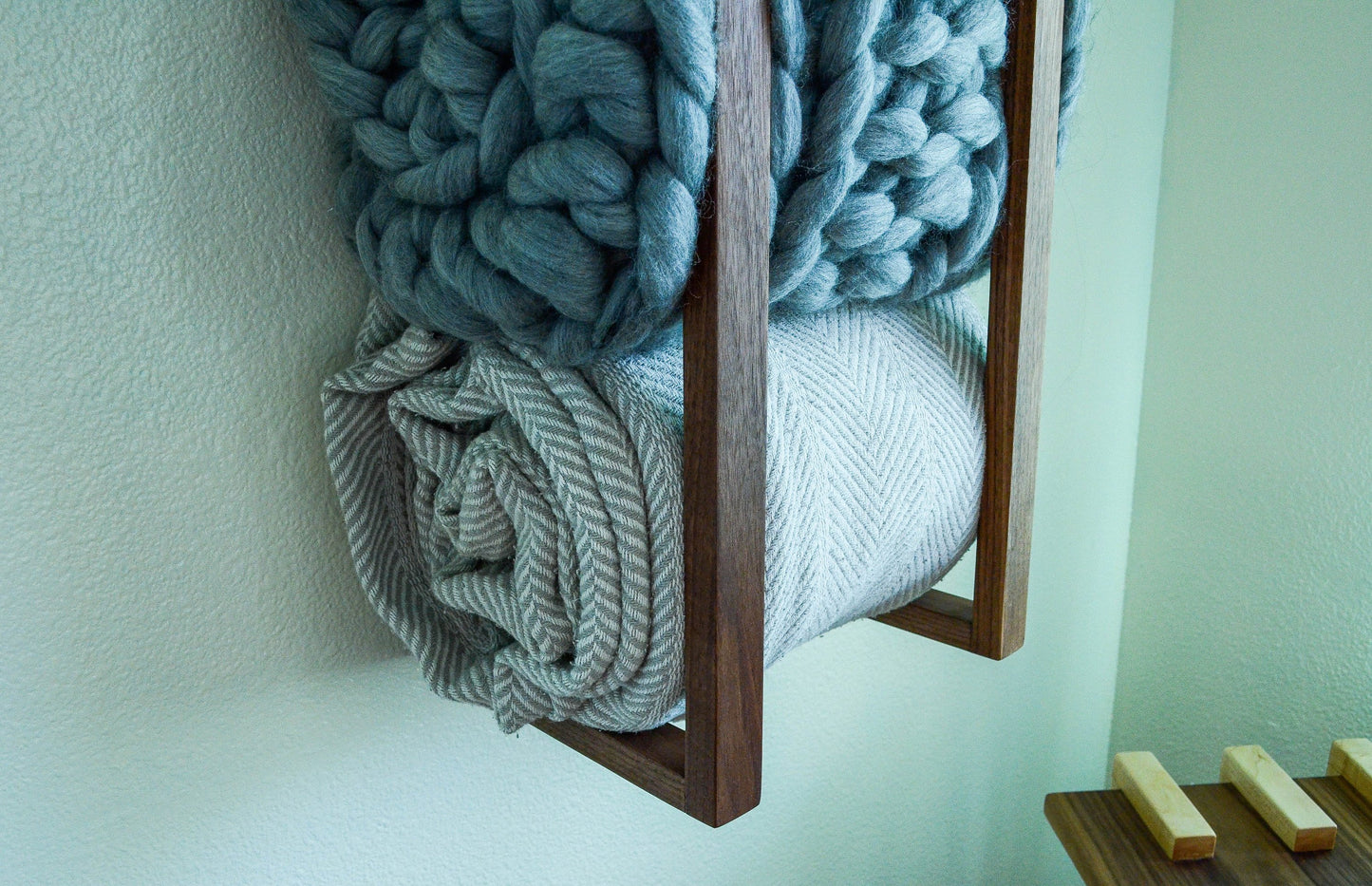 Modern Blanket Wall Rack – Minimalist Wood Towel & Blanket Holder