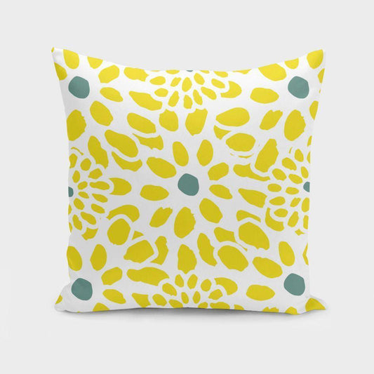 Flowers in Yellow Pillow – Soft & Elegant Decorative Cushion