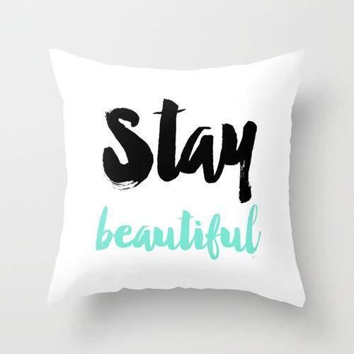 Stay Beautiful" Typography Cushion – Decorative Throw Pillow